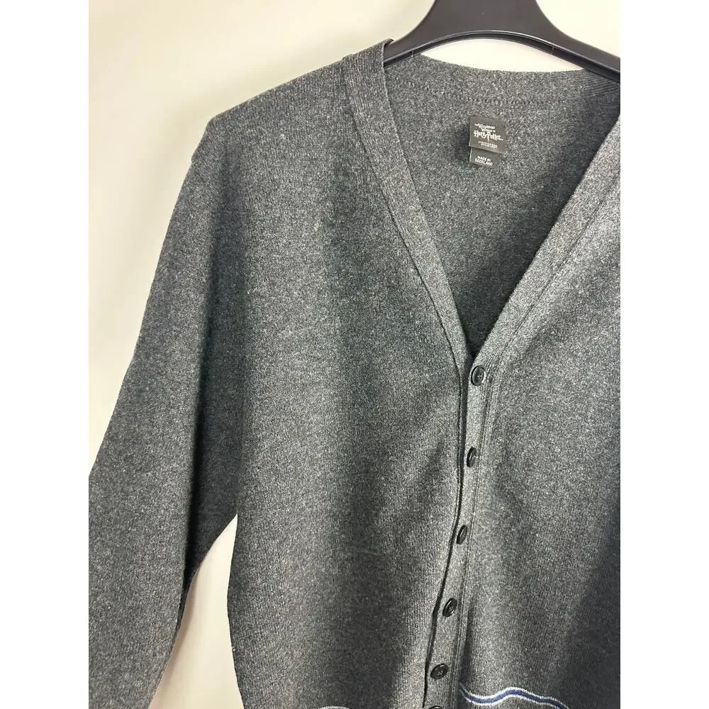 Harry Potter Wizarding World Cardigan Sweater Ravenclaw Lambswool Charcoal Gray - Picture 3 of 13
